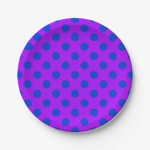 Assiettes En Carton Pois bleus sur violet