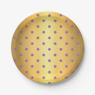 Assiettes En Carton pois élégants en faux or violet