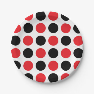 Assiettes En Carton Pois noirs et rouges