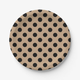 Assiettes En Carton Pois noirs sur beige