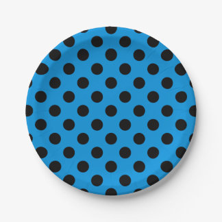 Assiettes En Carton Pois noirs sur bleu ciel