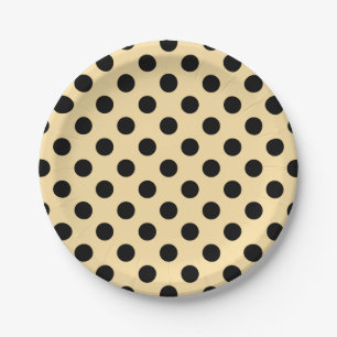 Assiettes En Carton Pois noirs sur jaune pâle