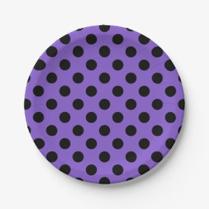Assiettes En Carton Pois noirs sur lavande