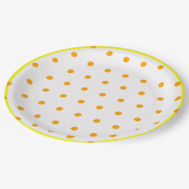 Assiettes En Carton Pois orange jaune
