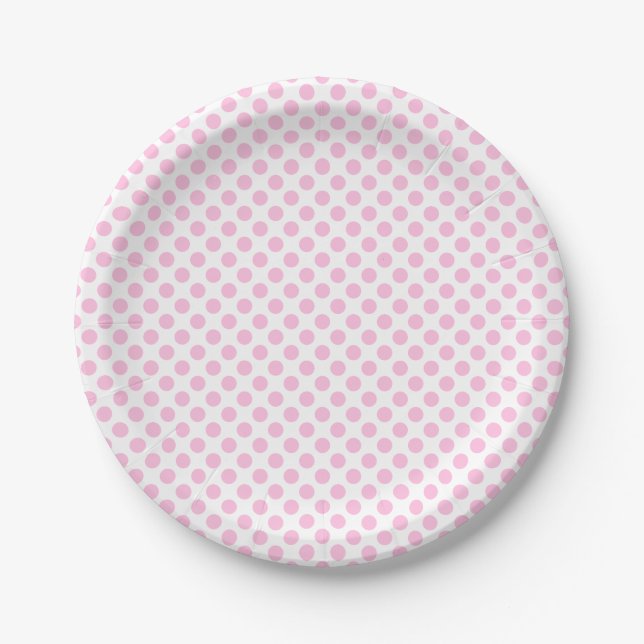 Assiettes En Carton Pois rose avec l'arrière - plan personnalisable (Devant)