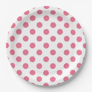 Assiettes En Carton Pois rose et blanc
