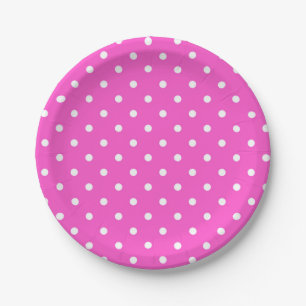 Assiettes En Carton Pois rose et blanc glamour moderne