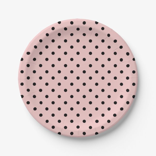 Assiettes En Carton Pois rose noir (Devant)