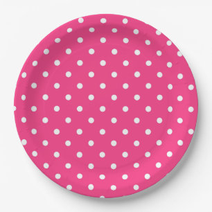 Assiettes En Carton Pois roses et blancs chauds,