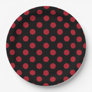 Assiettes En Carton Pois rouge et noir