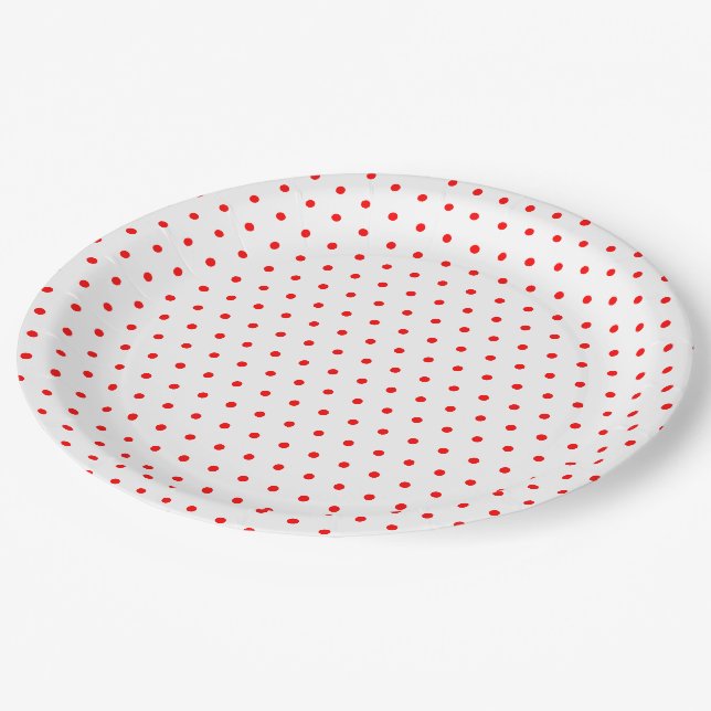 Assiettes En Carton Pois rouges (Angle)