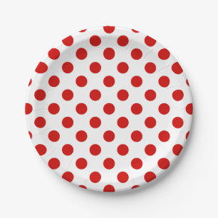 Assiettes En Carton Pois rouges et blancs
