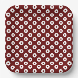 Assiettes En Carton Pois simples rouge foncé et blanc
