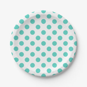 Assiettes En Carton Pois turquoise