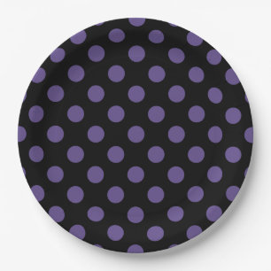 Assiettes En Carton Pois ultra violets en noir