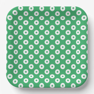 Assiettes En Carton Pois vert et blanc simples