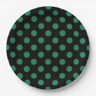 Assiettes En Carton Pois vert et noir