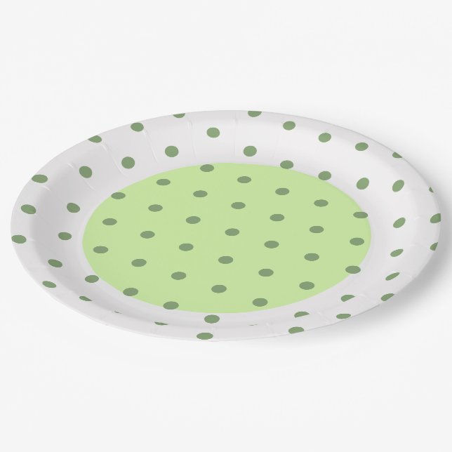 Assiettes En Carton Pois verts à deux tons (Angle)