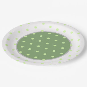 Assiettes En Carton Pois verts blancs géométriques