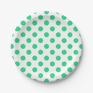 Assiettes En Carton Pois verts et blancs