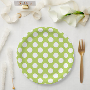 Assiettes En Carton Pois verts, Motif à points Polka, points, pointill
