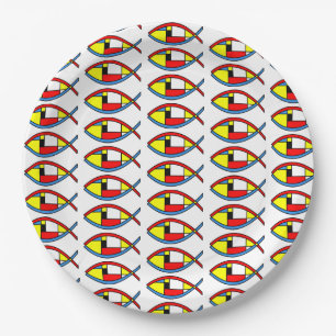 Assiettes En Carton Poisson Abstrait