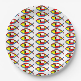 Assiettes En Carton Poisson Abstrait