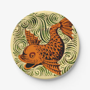 Assiettes En Carton Poisson Antique Carrelage Ancien art