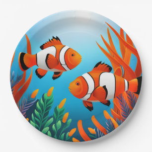 Assiettes En Carton Poisson Clown Dans Les Algues