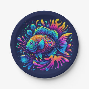Assiettes En Carton Poisson coloré