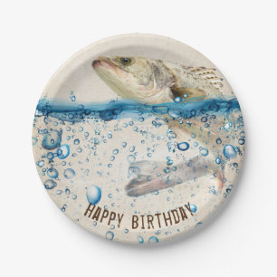 Assiettes En Carton poisson d'anniversaire sautant hors de l'eau