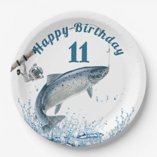 Assiettes En Carton Poisson dans l'eau 11ème anniversaire de la fête p