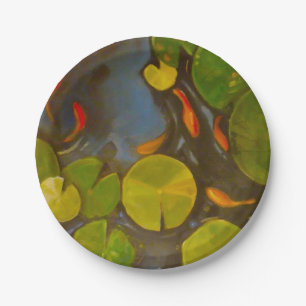 Assiettes En Carton Poisson D'Or Koi Pond Water Lys