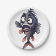 Poisson drôle surpris – Conception de plaque de po