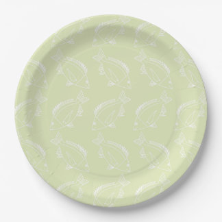 Assiettes En Carton Poisson noir brun blanc sur Pastel Green
