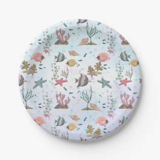 Assiettes En Carton Poisson Sous La Mer