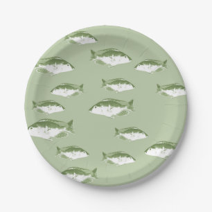 Assiettes En Carton Poisson vert olive