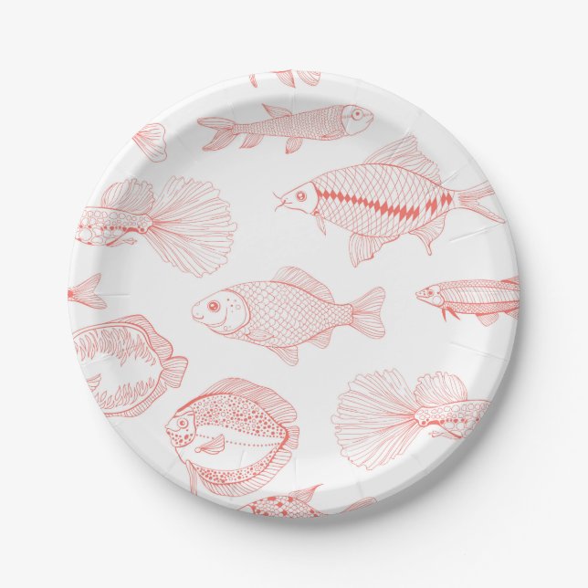Assiettes En Carton Poissons (Devant)