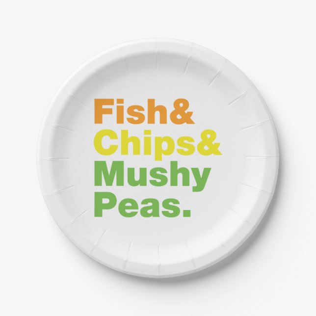 Assiettes En Carton Poissons & Chips & Pois Musqués. (Devant)
