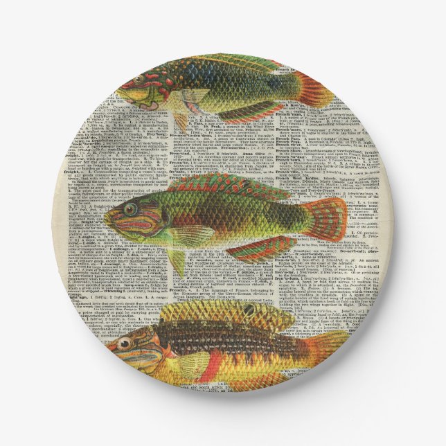 Assiettes En Carton Poissons colorés (Devant)