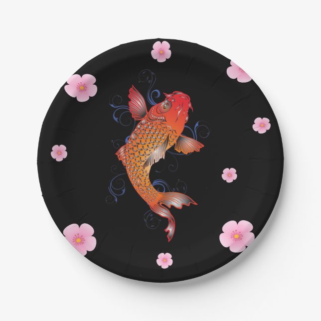 Assiettes En Carton Poissons Koi de vie marine (Devant)