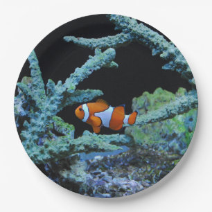 Assiettes En Carton Poissons mignons de clown dans le corail