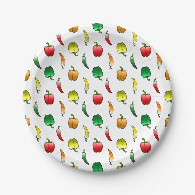 Assiettes En Carton Poivrons Bell et poivrons doux longs (Devant)
