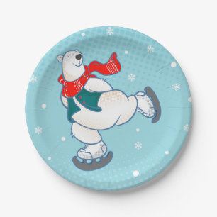 Assiettes En Carton Polar bear on ice skates