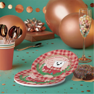 Assiettes En Carton Polar Bear Pop Vacances Plaques de papier rouge