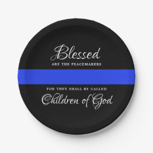 Assiettes En Carton Police Mince Blue Line Party