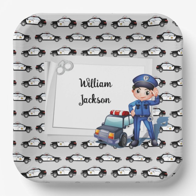 Assiettes En Carton Police pour enfants (Recto)