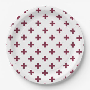Assiettes En Carton Polka de mûre croise sur blanc