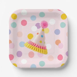 Assiettes En Carton Polka Dot Photo Plaque d'anniversaire