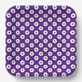Assiettes En Carton Polka-Dots simples, violet foncé et blanc